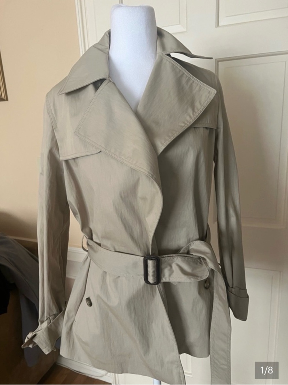 Massimo Dutti Beige Trench Coat with Belted Waist